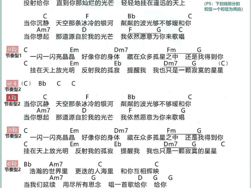 《听我的歌》吉他谱_童欣