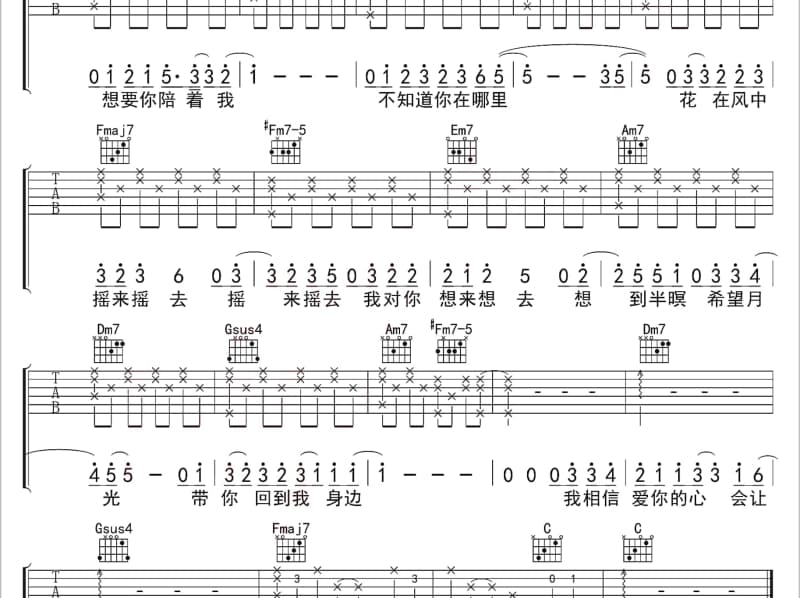 《满山葡萄红艳艳》吉他谱_王洁实