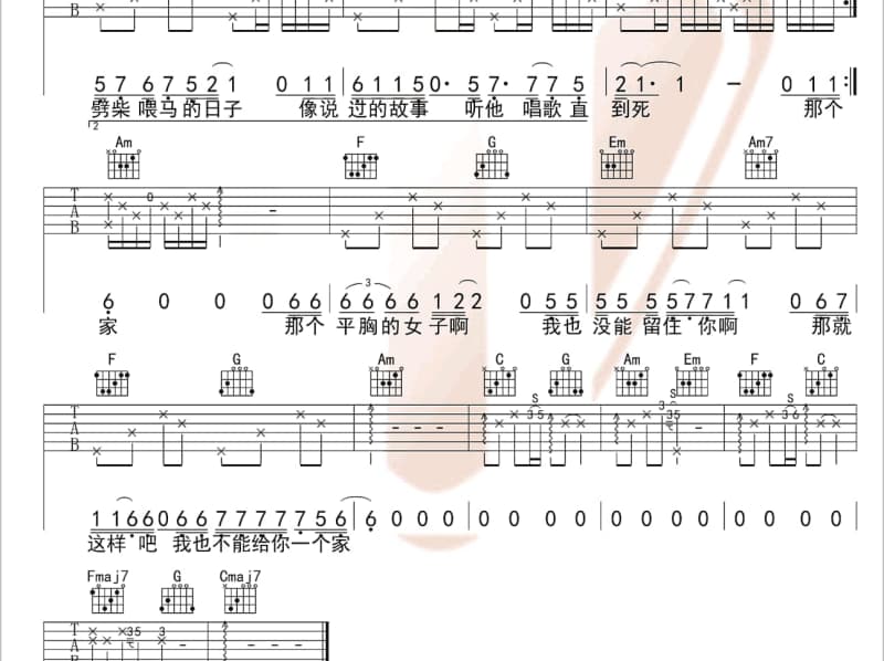 《平平淡淡》吉他谱_王萌