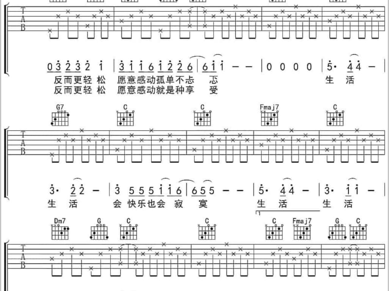 《独自坚强》吉他谱_王清韵
