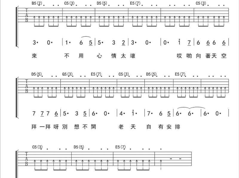 《搭配》吉他谱_王瑞淇