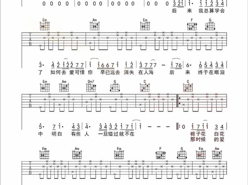 《第51次原谅》吉他谱_刘艺雯