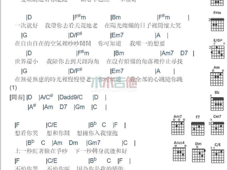 《玫瑰色的黎明》吉他谱_王杨