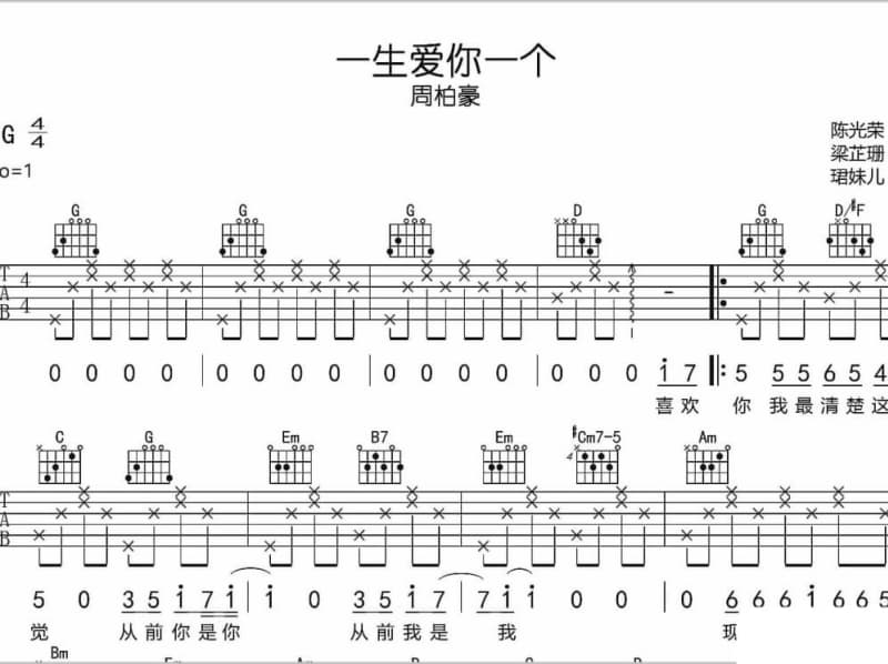 《幸福就是你也爱着我》吉他谱_桂莹莹
