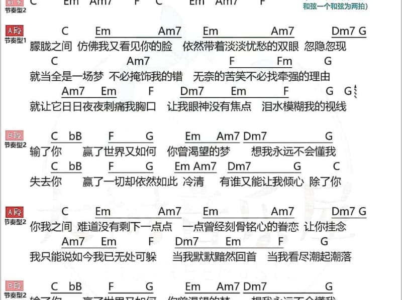 《一首歌而已》吉他谱_微微