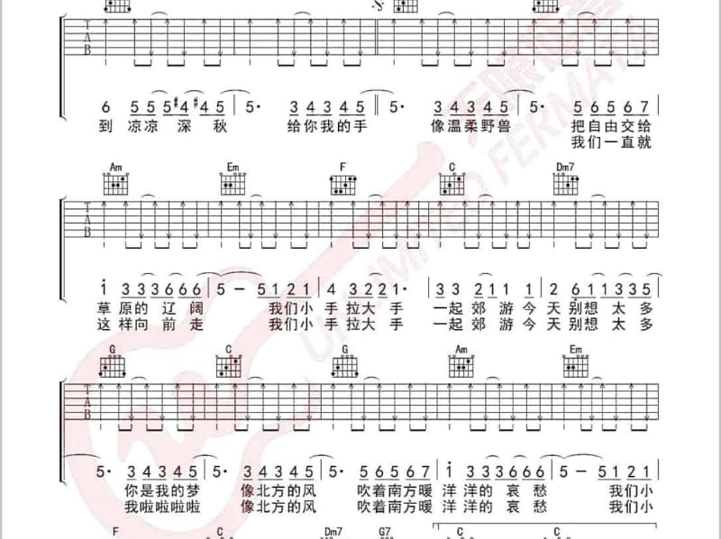 《五星红旗》吉他谱_刘媛媛
