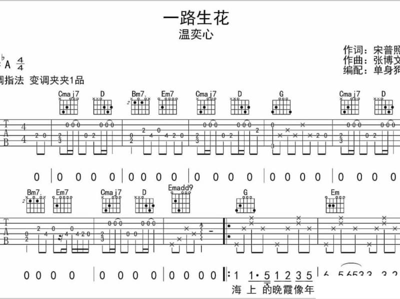 《盼君作酒》吉他谱_郭飞宏