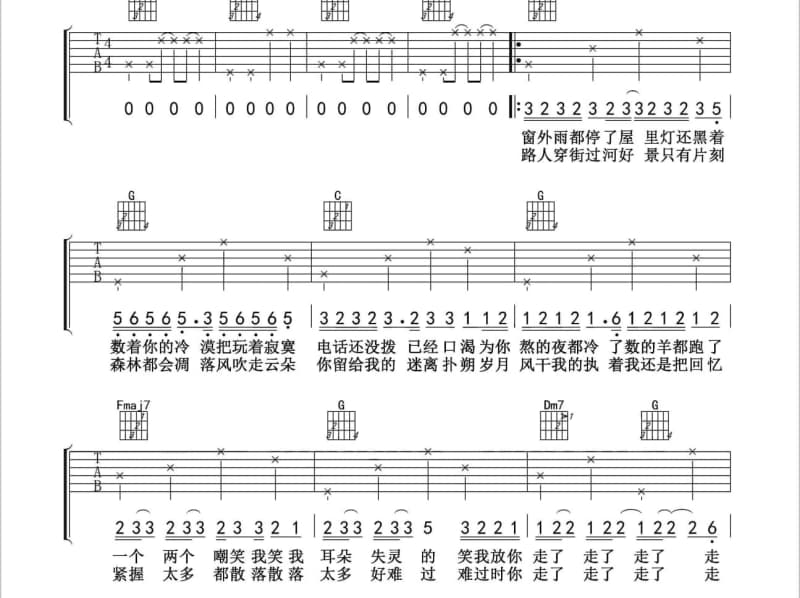 《情歌永远唱不够》吉他谱_魏新雨