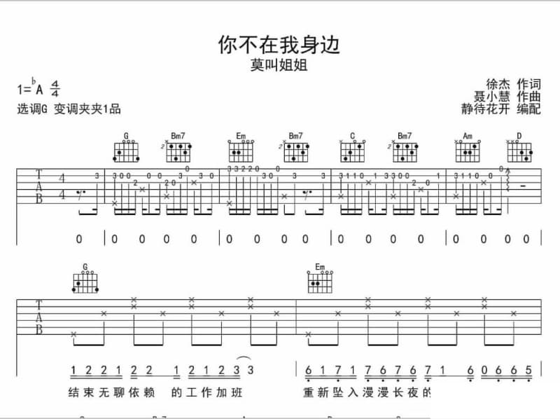 《白狐》吉他谱_文静