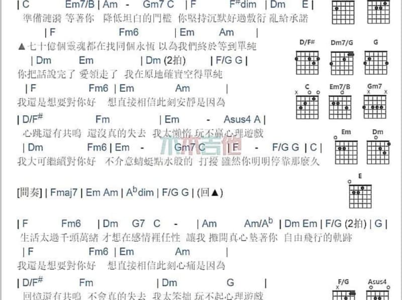 《福娃歌》吉他谱_文文姐姐