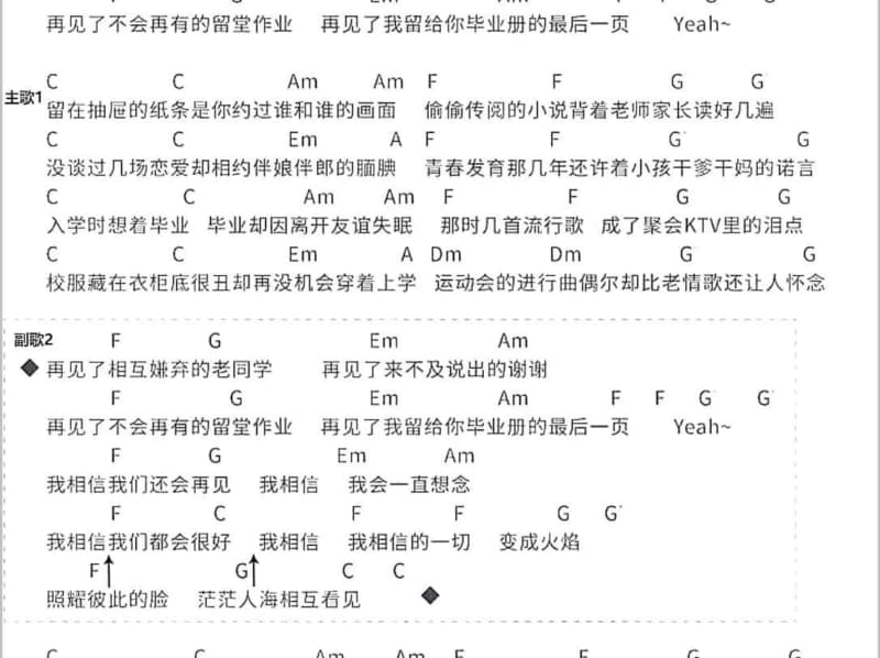 《一个像夏天一个像秋天》吉他谱_我是张怡啊