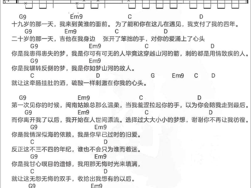 《不想让你走》吉他谱_邬祯琳