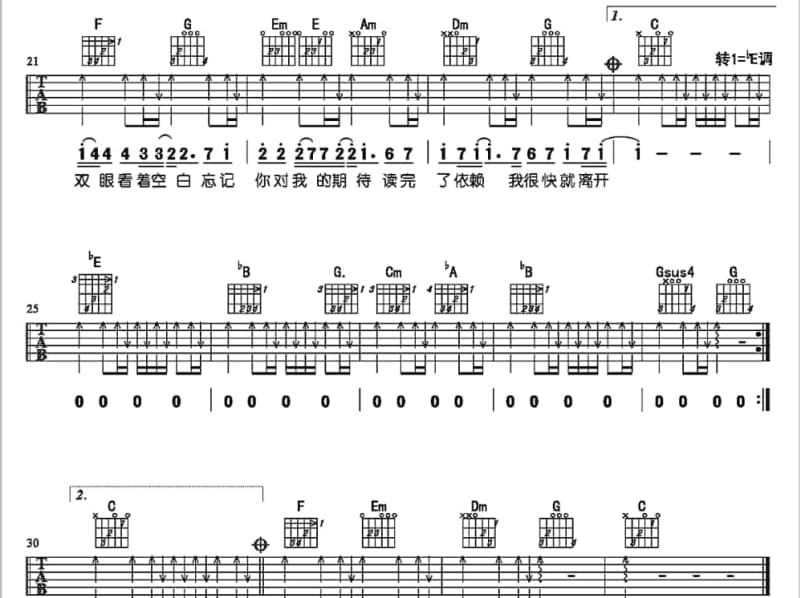 《无路可退》吉他谱_刘悦