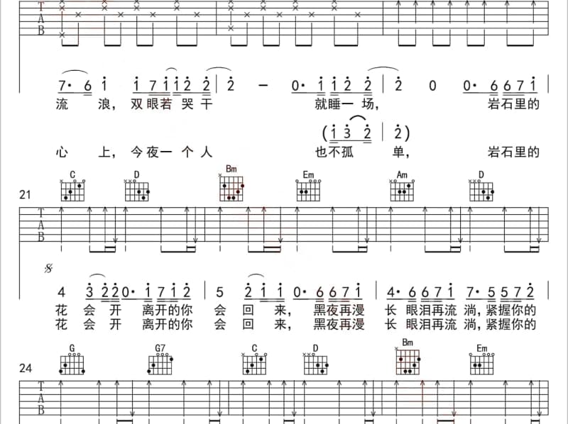 《惊鸿一瞥》吉他谱_刘增瞳