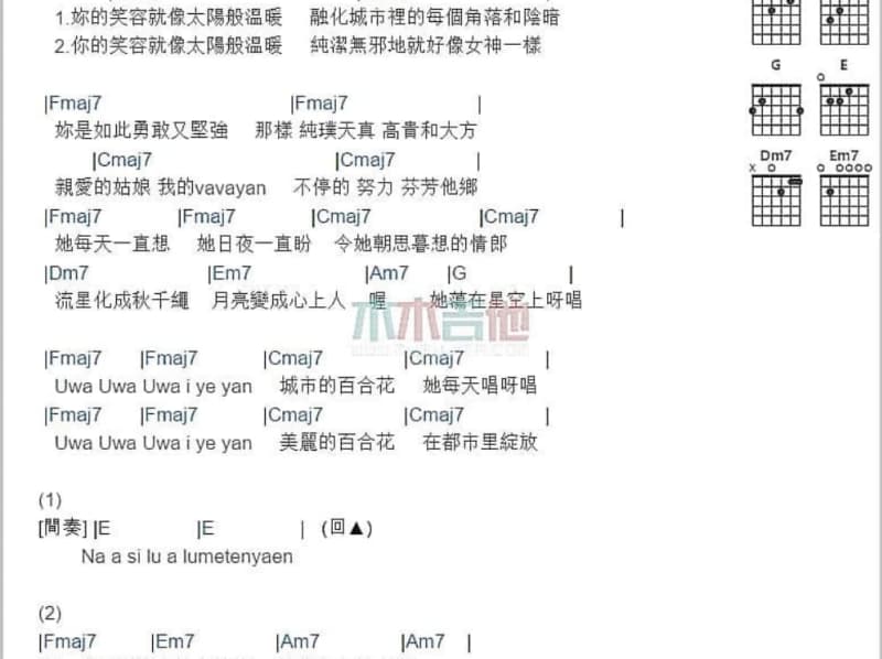 《习惯就好》吉他谱_吴琴儿