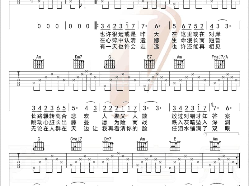 《青青校树》吉他谱_萧人凤