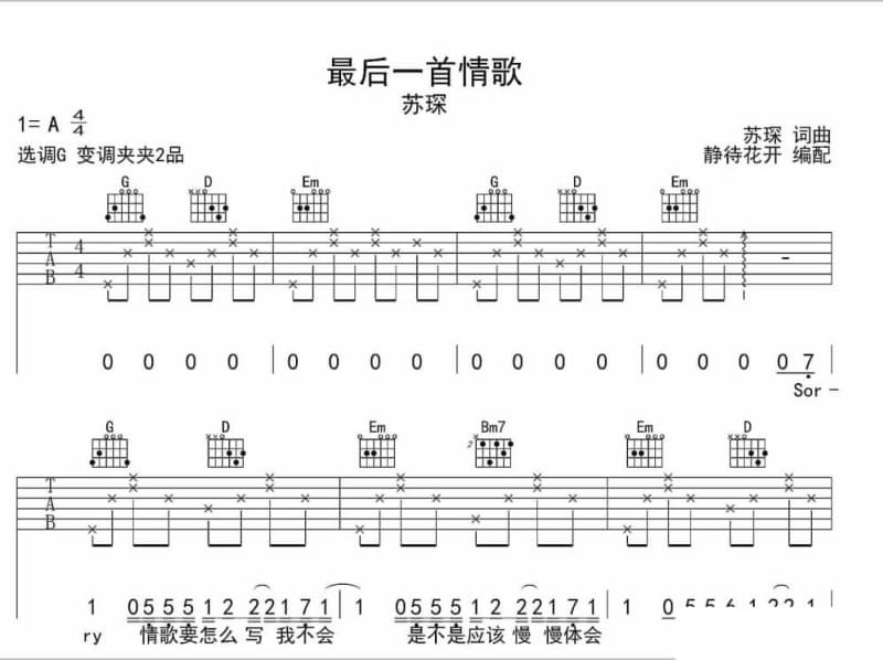 《错爱》吉他谱_小独