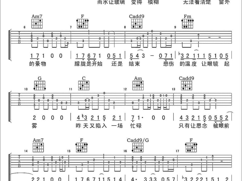 《遗憾》吉他谱_小苏菲 