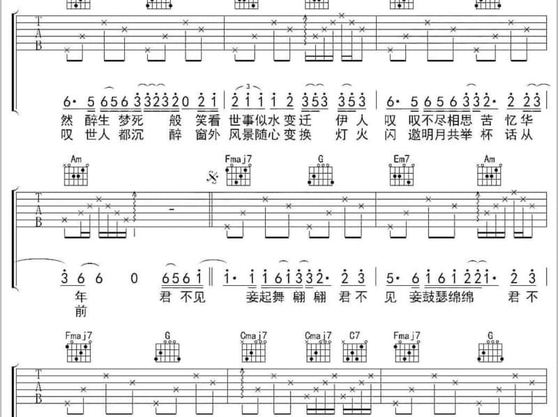 《如果下雨了》吉他谱_谢芳