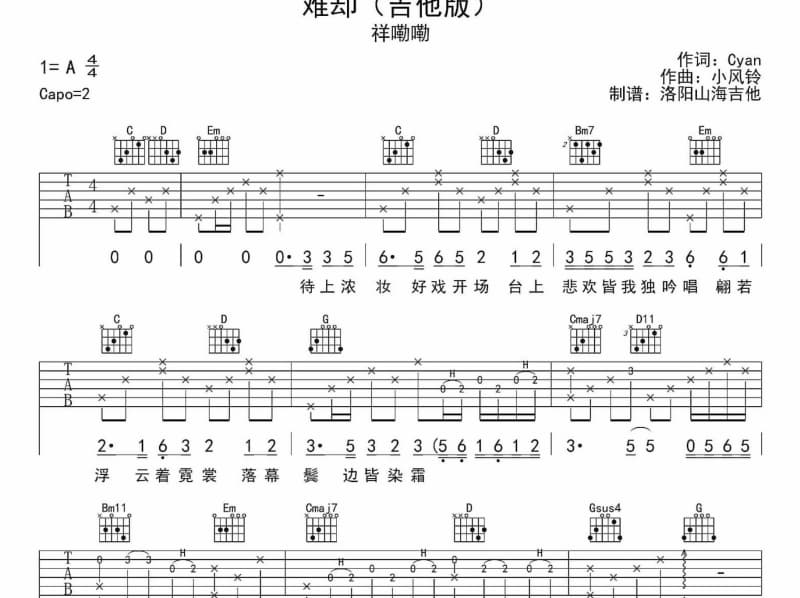 《别让我一个人醉》吉他谱_谢浛露