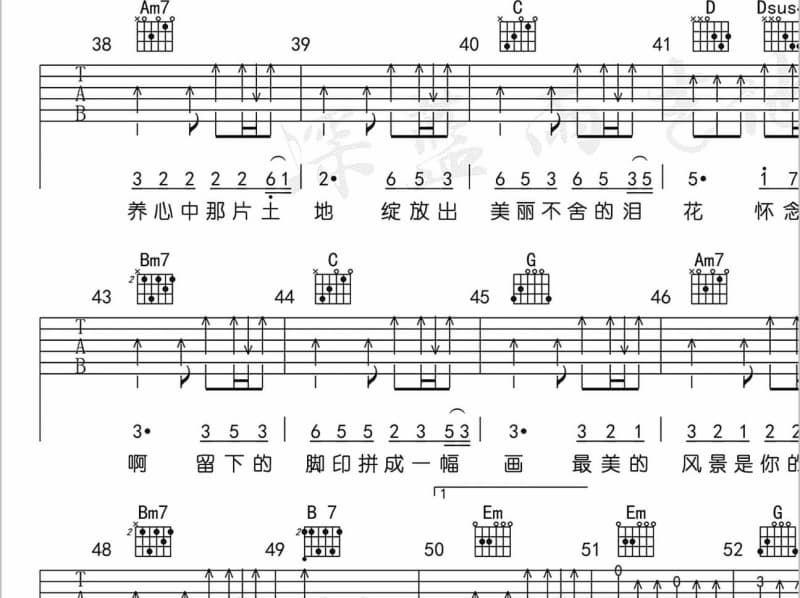 《放你在心里》吉他谱_谢浛露