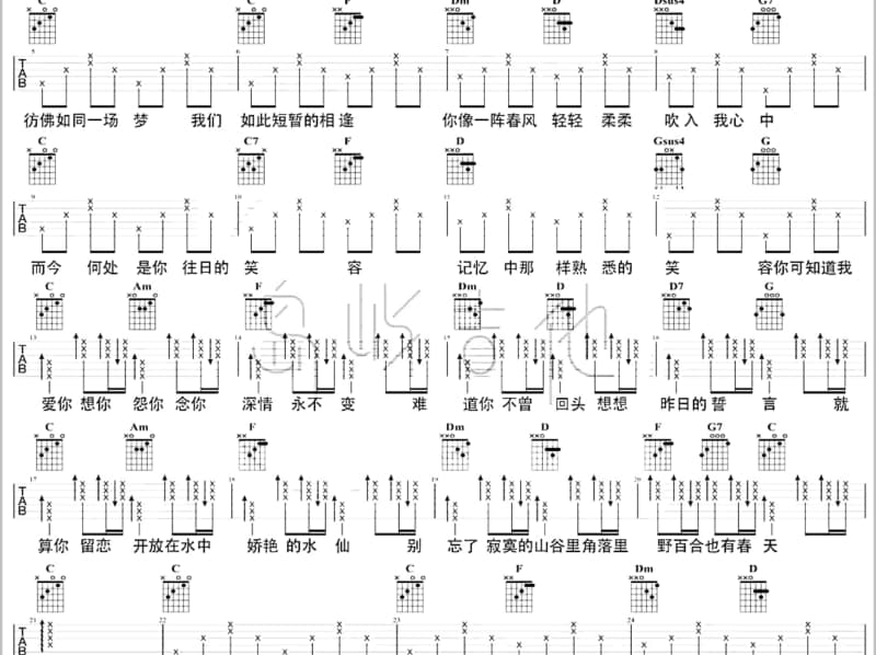 《雁南飞》吉他谱_刘紫玲