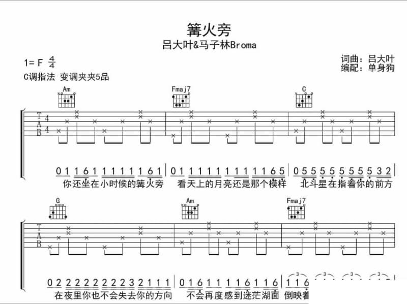 《雾里的小花》吉他谱_许艺娜