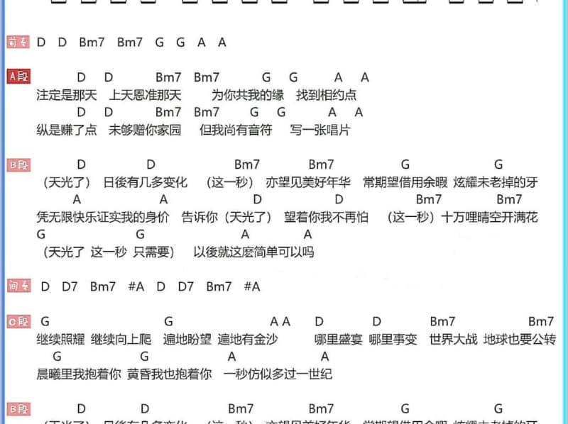 《红》吉他谱_卢艺文
