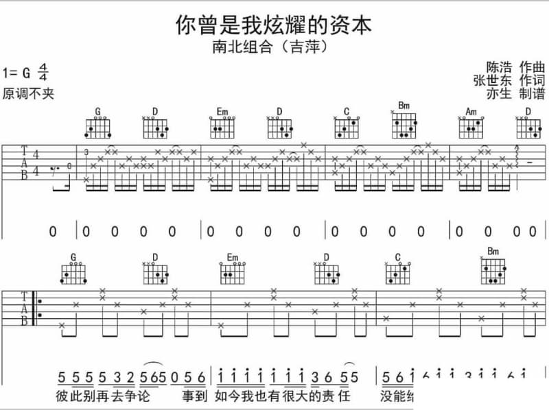 《怀念过去》吉他谱_杨烁