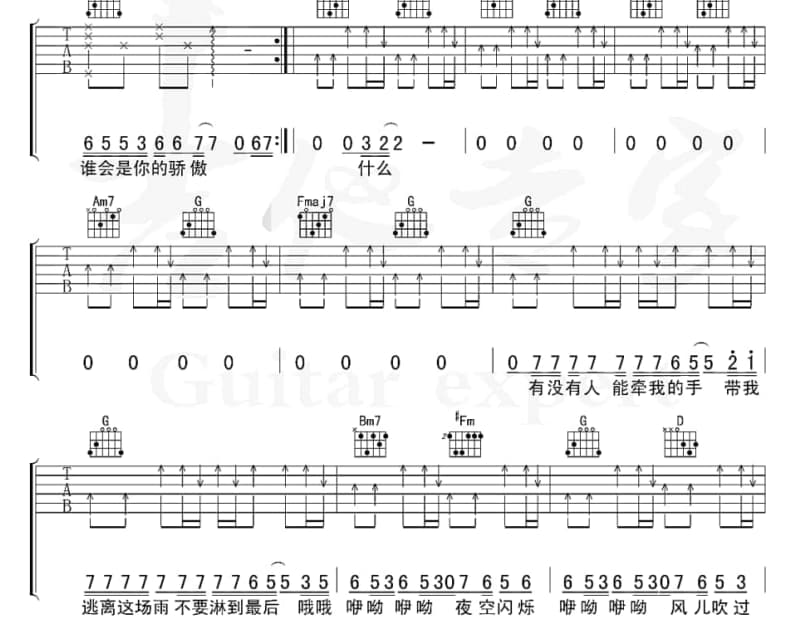 《那片海》吉他谱_韩红
