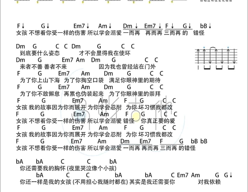 《生日礼物》吉他谱_吕口口