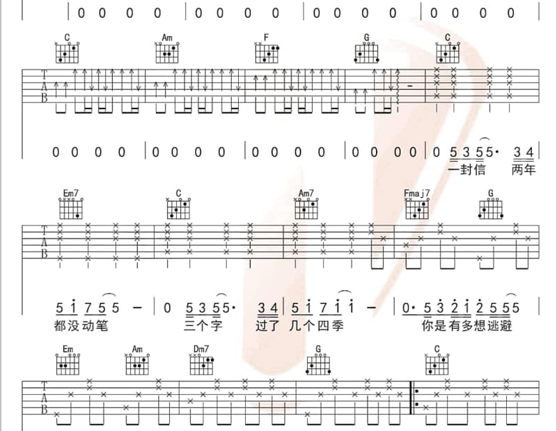 《雨人》吉他谱_姚斯婷