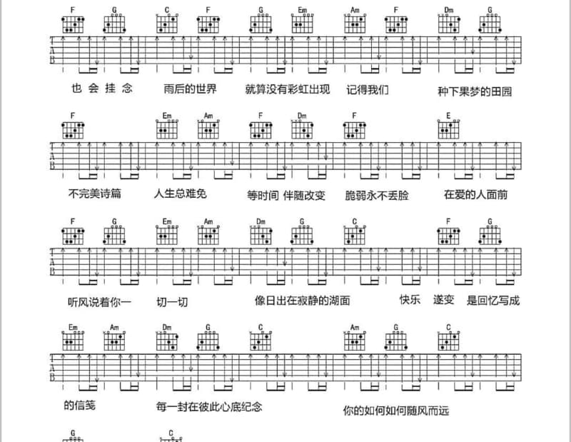 《离殇》吉他谱_樱樱