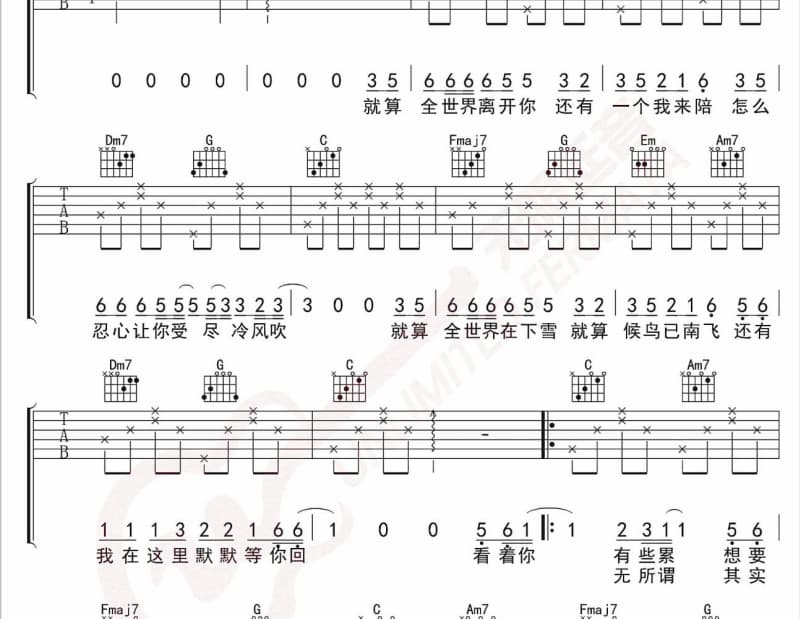 《也许哭一场痛会少一点》吉他谱_雨霖枫