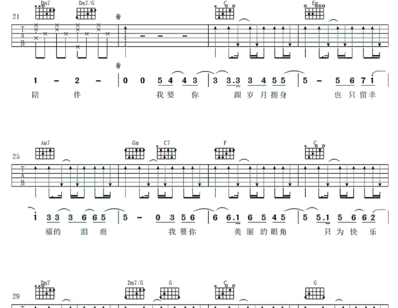 《水花酒》吉他谱_雨田