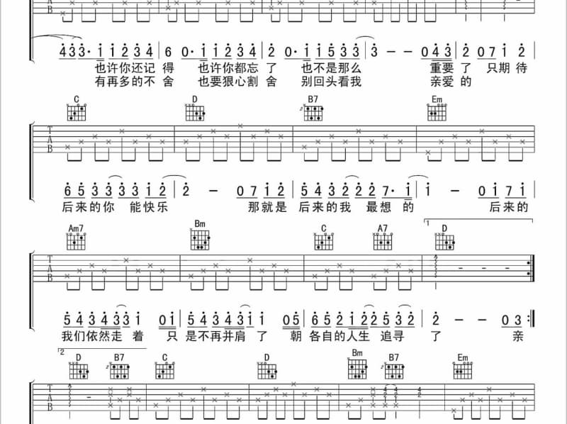 《今夜我无法去入睡》吉他谱_刘雨Key