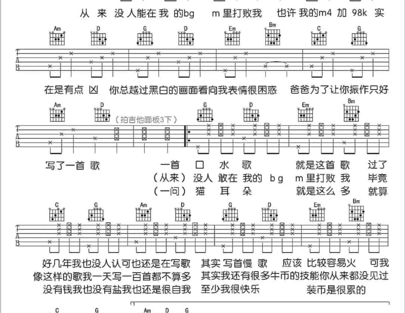 《孤独的伤》吉他谱_韩若宣