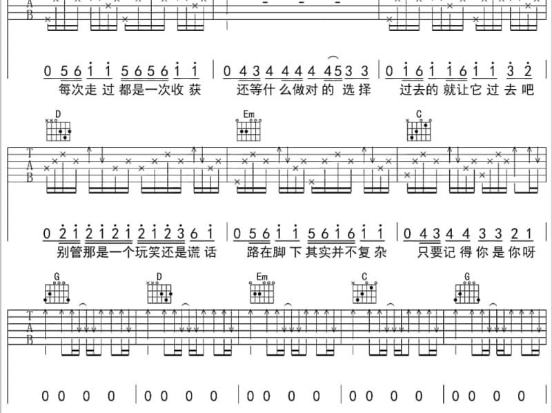 《是否我在你心里已不重要》吉他谱_刘雨Key
