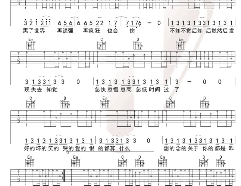 《亲爱的珍重》吉他谱_韩笑