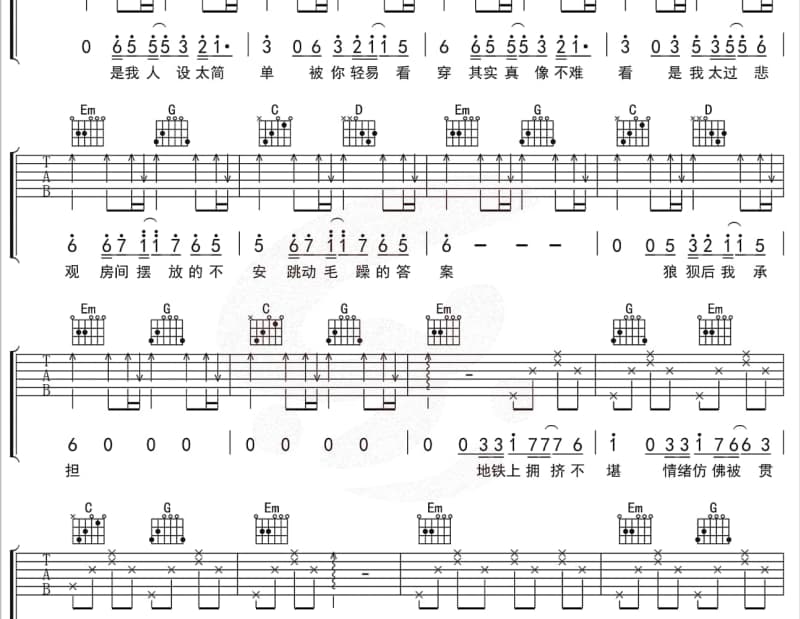 《观音赞》吉他谱_扎央拉姆