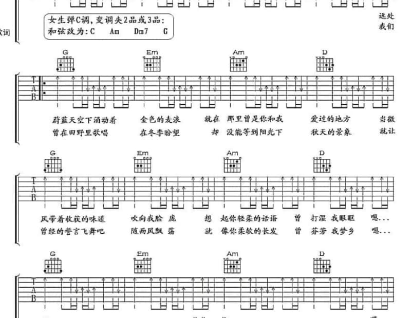 《再别康桥》吉他谱_詹小栎