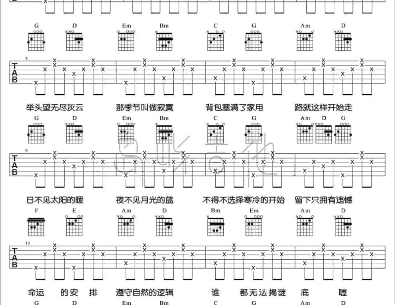 《山那边》吉他谱_张慧玲