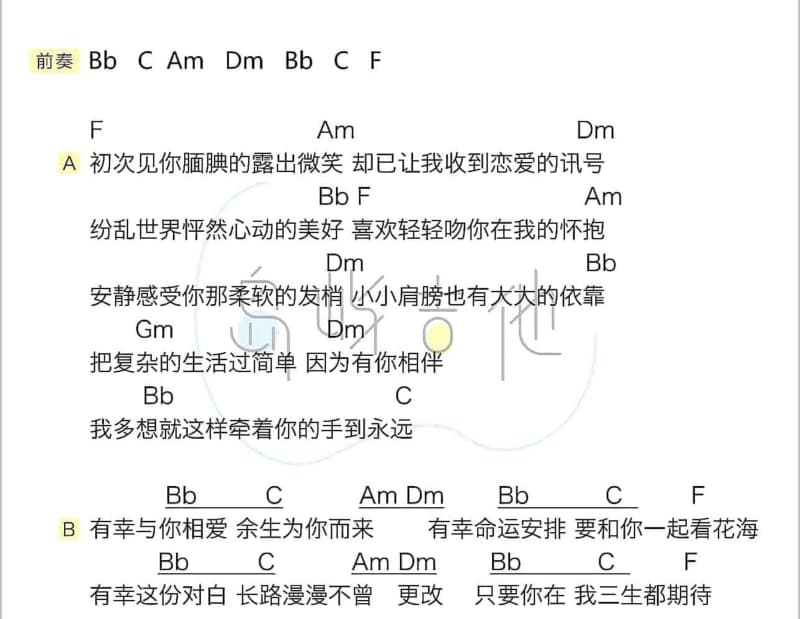 《谢谢你走进我的世界》吉他谱_张静