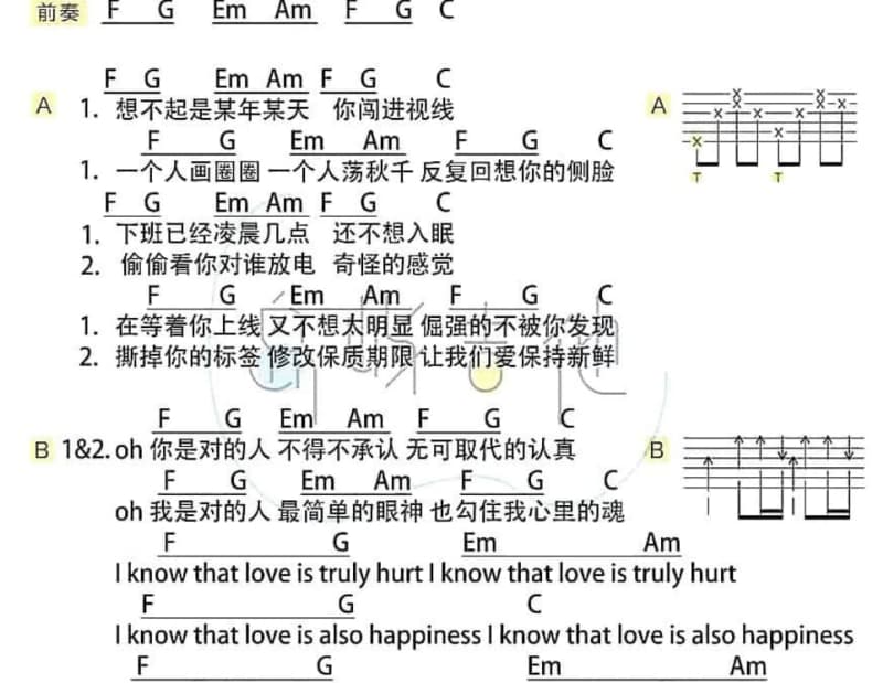 《蝶恋花》吉他谱_张可儿