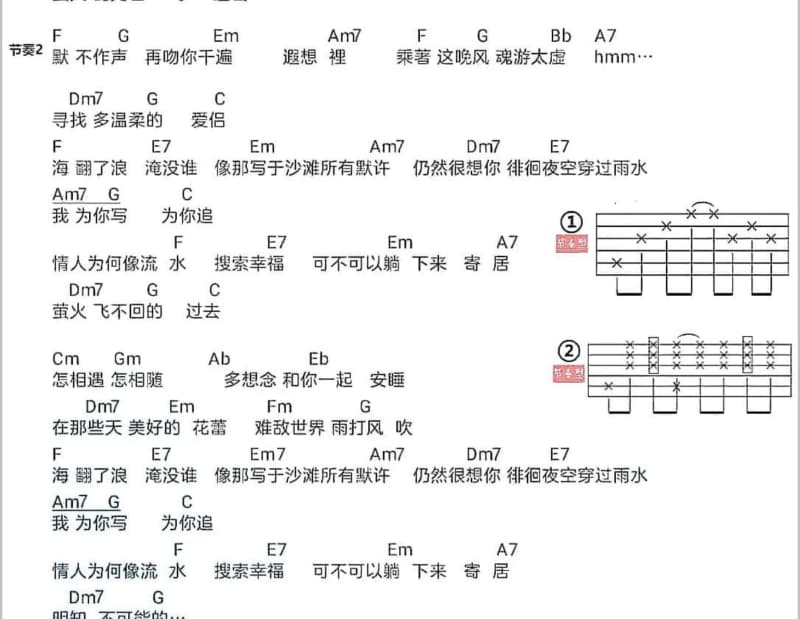 《奋斗》吉他谱_张可儿