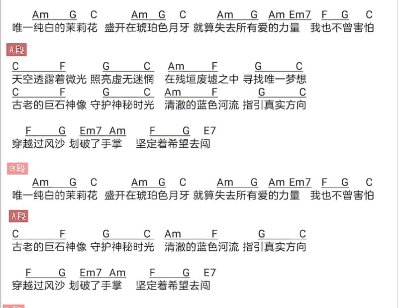 《梨花带雨》吉他谱_张可儿