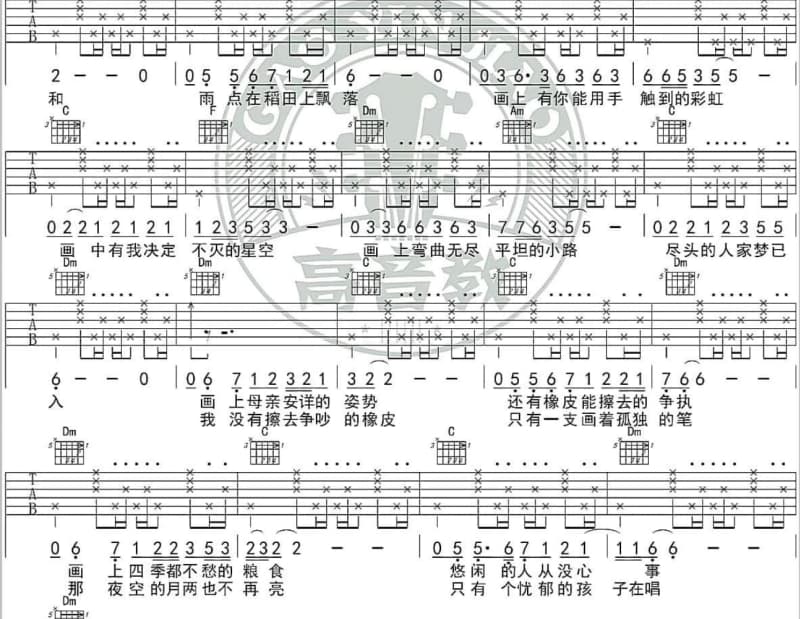 《想象 一只猫》吉他谱_张蓝方
