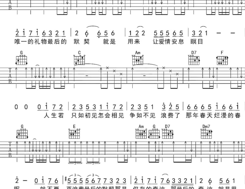 《ONE MORE TRY》吉他谱_张力尹