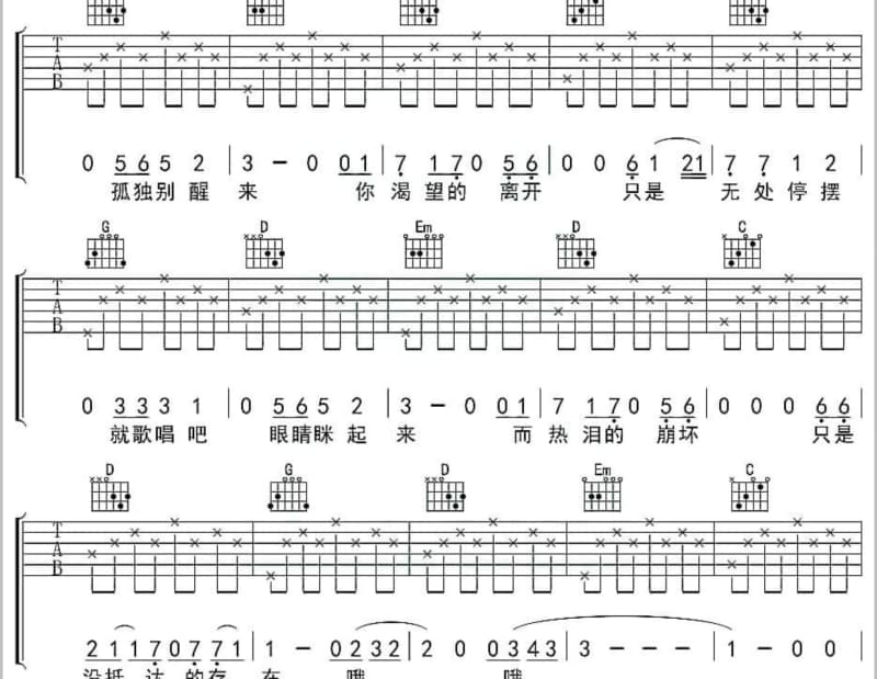 《依赖》吉他谱_张靓颖