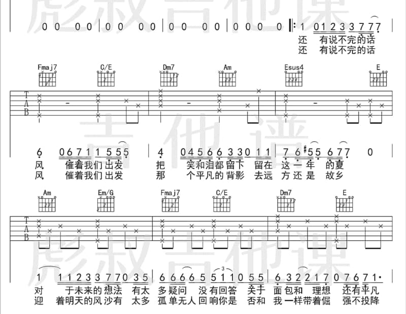 《晚安》吉他谱_韩真真